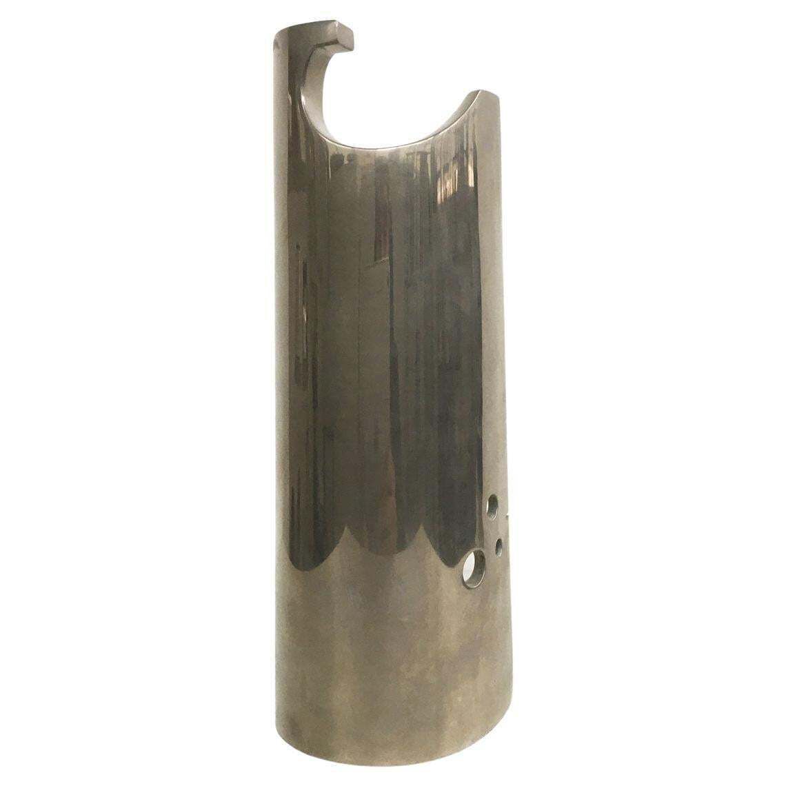 1980 Italy Bronze Nickel Plated Abstract Sculpture By Edmondo Cirillo Stele