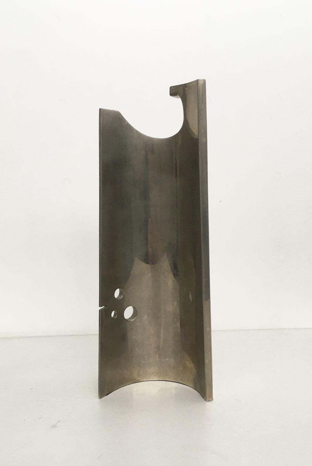 1980 Italy Bronze Nickel Plated Abstract Sculpture By Edmondo Cirillo Stele photo vintage