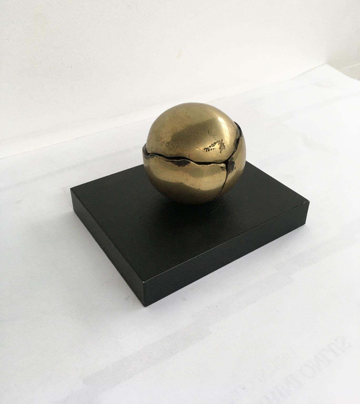 1980 Italy Bronze Abstract Kinetic Sculpture Franco Zazzeri Sfera Stratificata photo buy