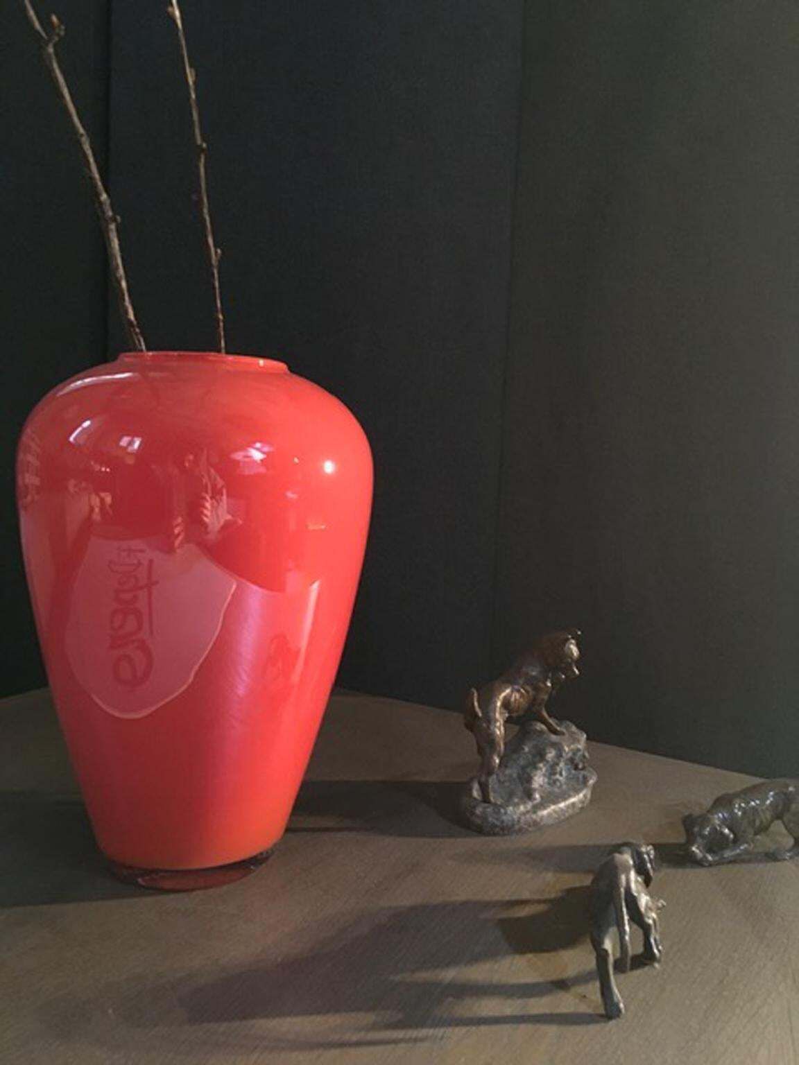 1657.0 Italy 1990  Post Modern Orange Murano Glass Vase photo