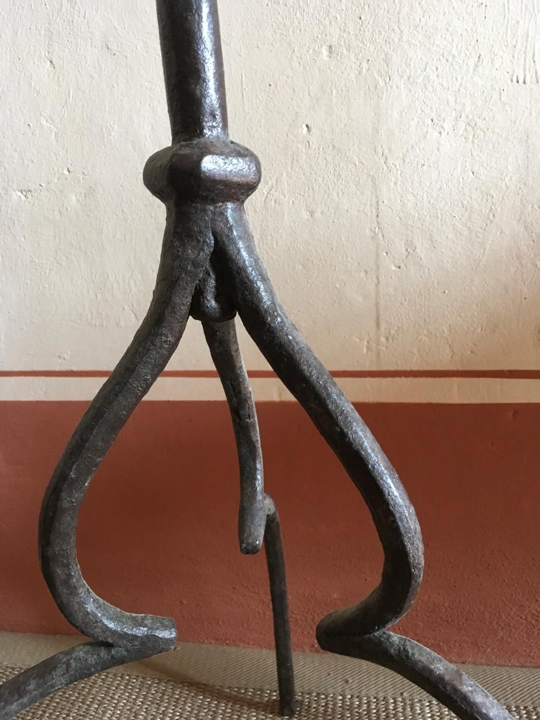 Italy 14th Century  Medieval Black Wrought Cast Iron Tripode Pedestal photo 5099.0