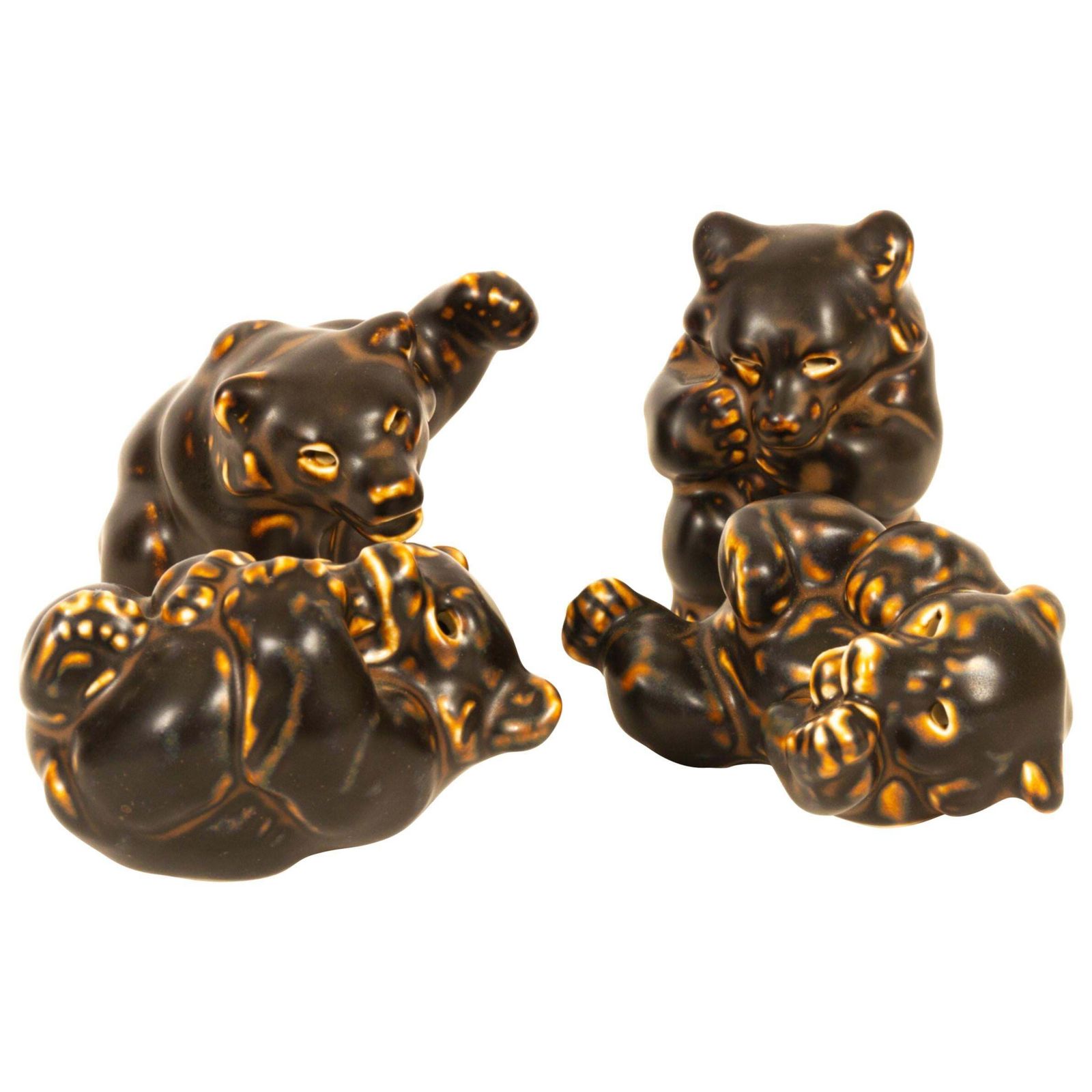 Danish Bear Cubs Figurines By Knud Kyhn For Royal Copenhagen, 1950s, Set Of 4