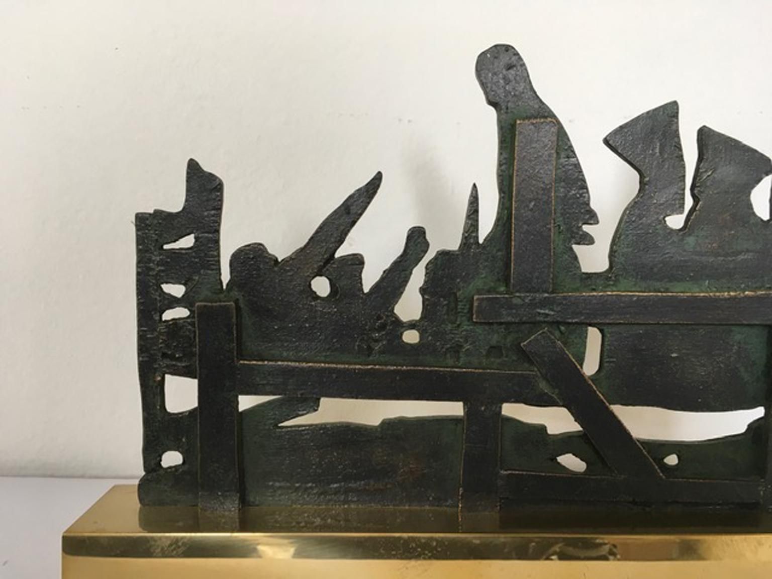 1980 Italy Bronze And Brass Abstract Sculpture By Nevio De Luca photo vinterior