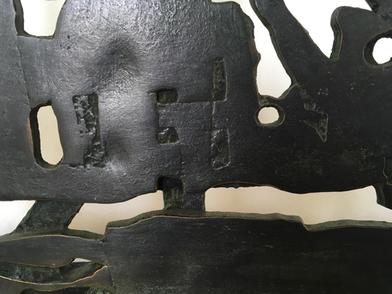 Art 1980 Italy Bronze And Brass Abstract Sculpture By Nevio De Luca photo
