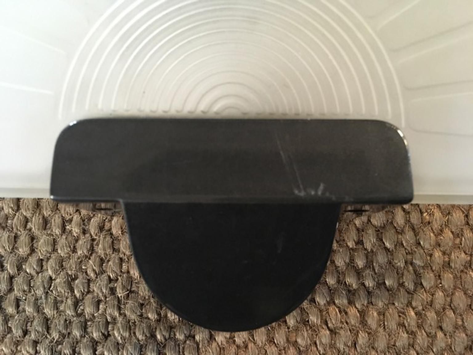 1980 Italy Post Modern Black Metal And Satin Glass Wall Light photo vintage