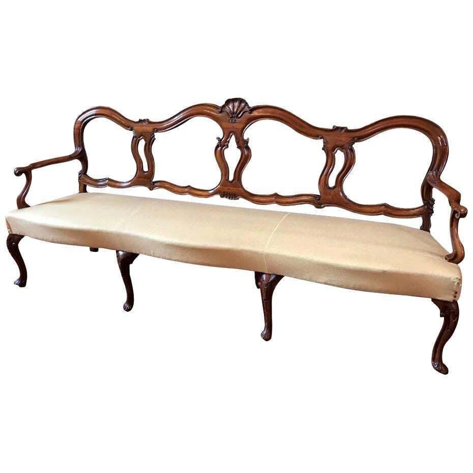 Italy Venezia Mid 18th Century Baroque Wooden Sofa