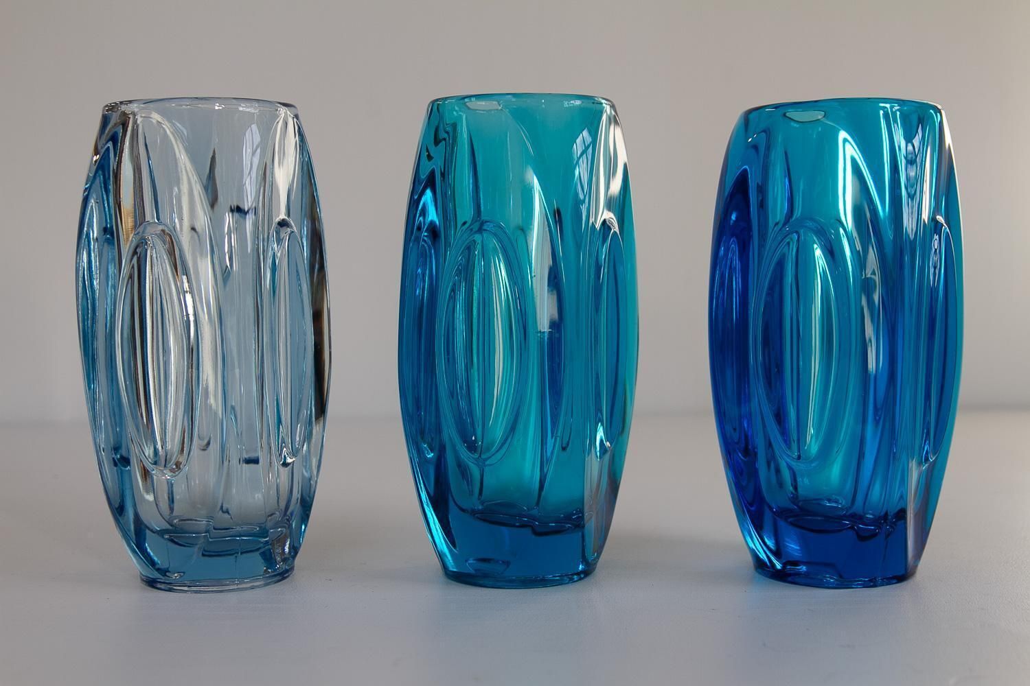 Mid Century Glass Vases By Rudolf Schrötter For Sklo Union, 1950s. Set Of 3. photo 807.0