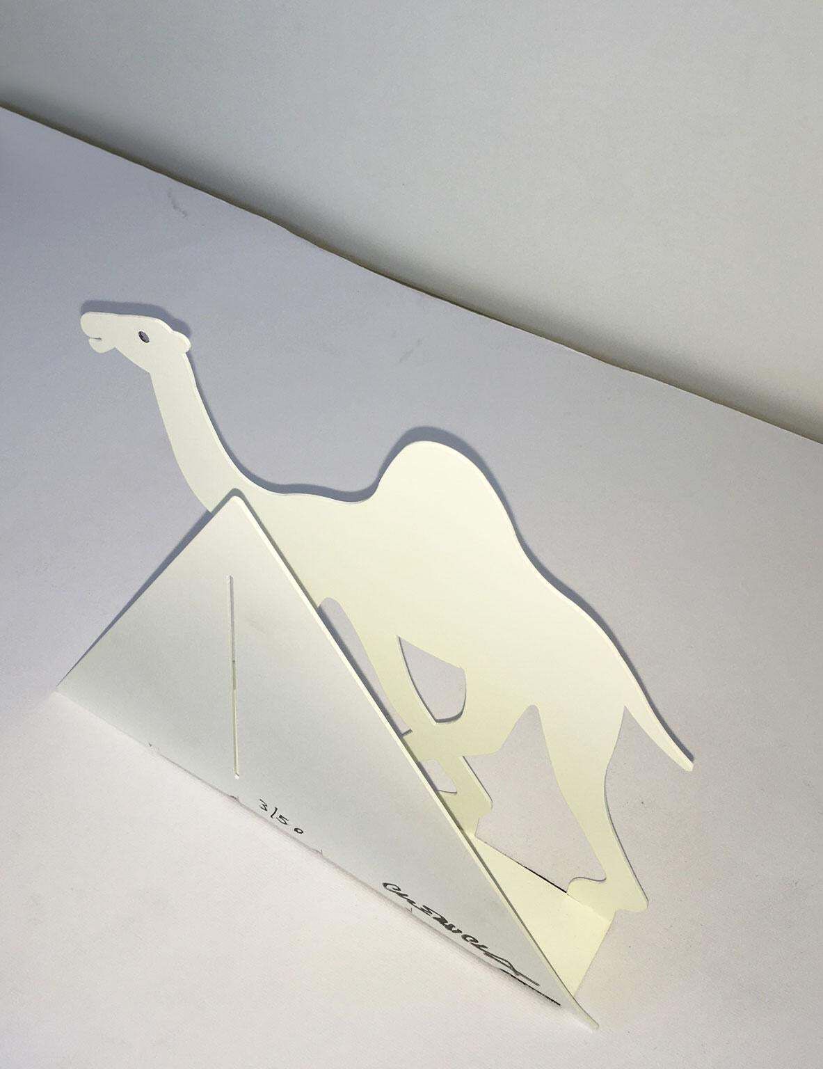 Italy 1980 Bruno Chersicla White Painted Metal Sculpture Egitto photo vintage