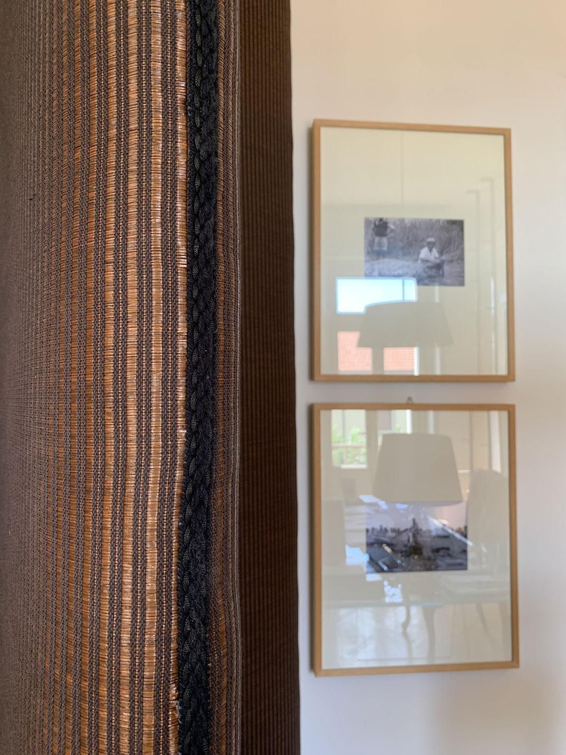4249.0 Italy 1990 Post Modern Set Two Black And Brown Upholstered Screens photo