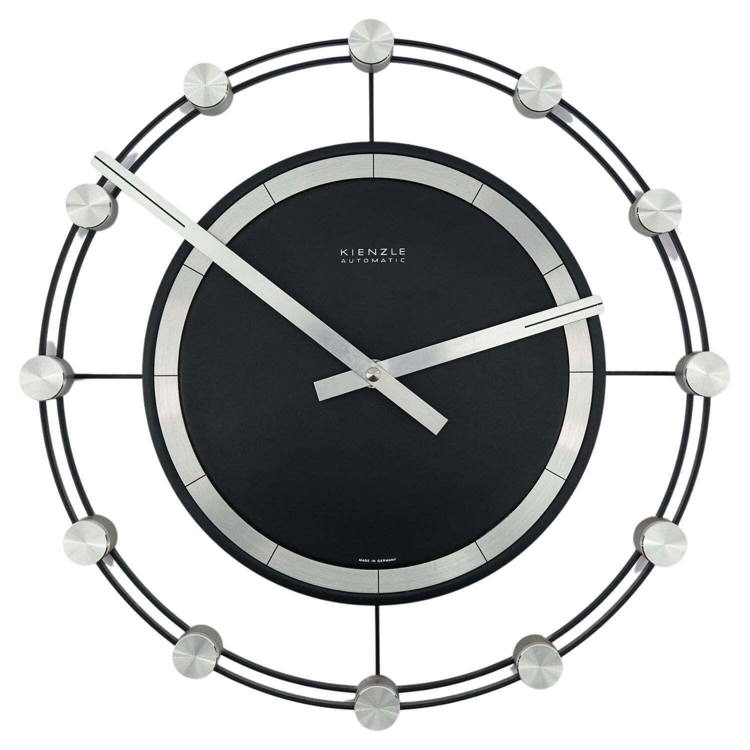 Space Age Sunburst Wall Clock By Kienzle Automatic In Aluminium, 1960s Germany