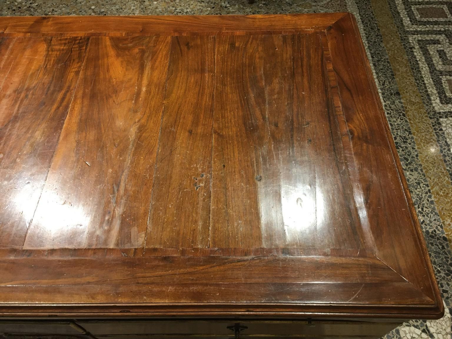 photo for sale 1750 Venezia Italy Baroque Carved And Inlaid Walnut Desk With Drawers