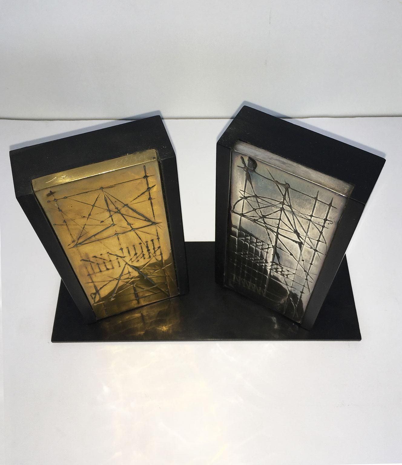 Italy 1980 Bronze Abstract Sculpture Walter Valentini Tavole Panels photo Art