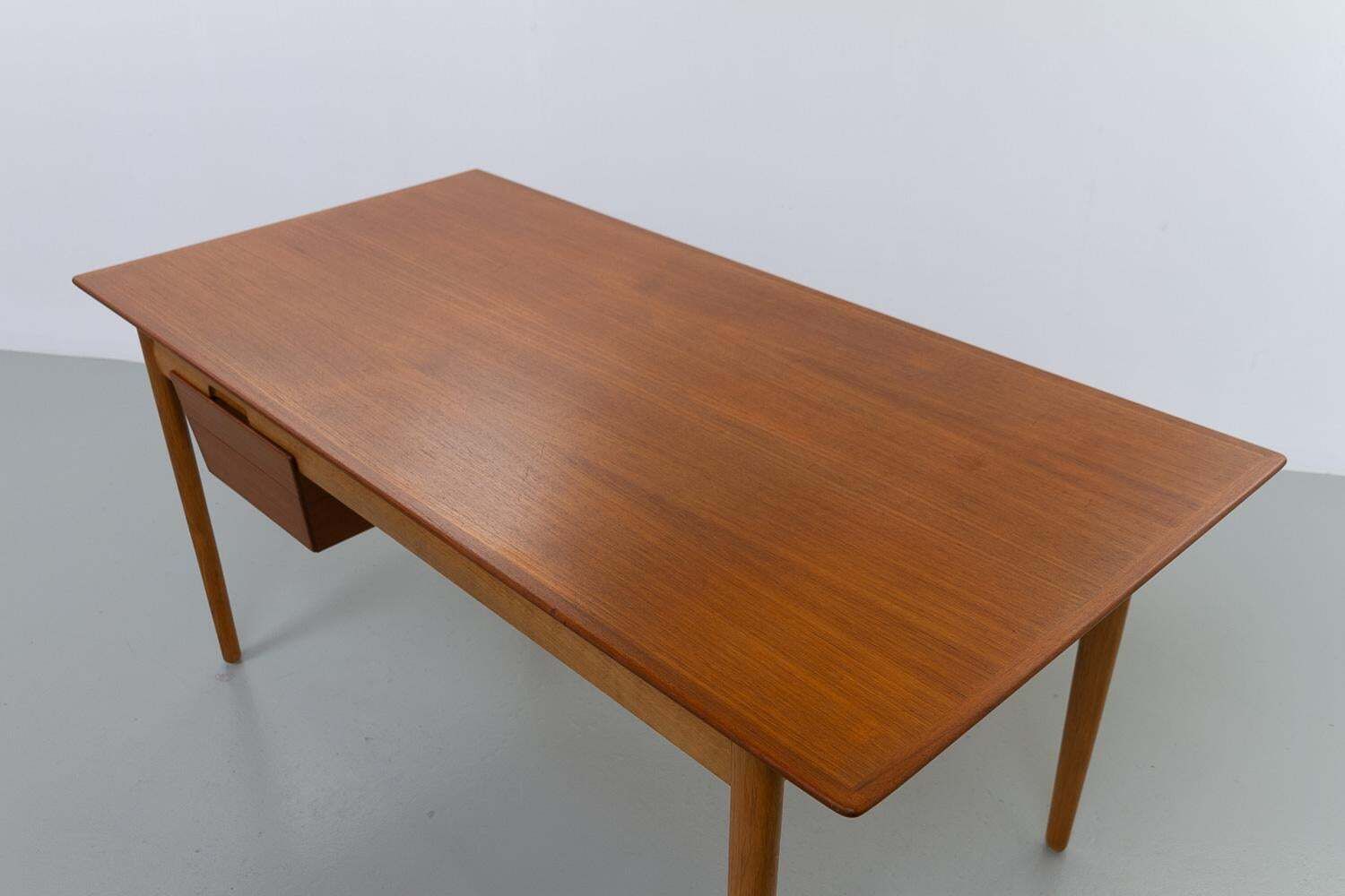 photo for sale Danish Modern Teak And Oak Desk By Ib Kofod Larsen For Fredericia, 1956s.
