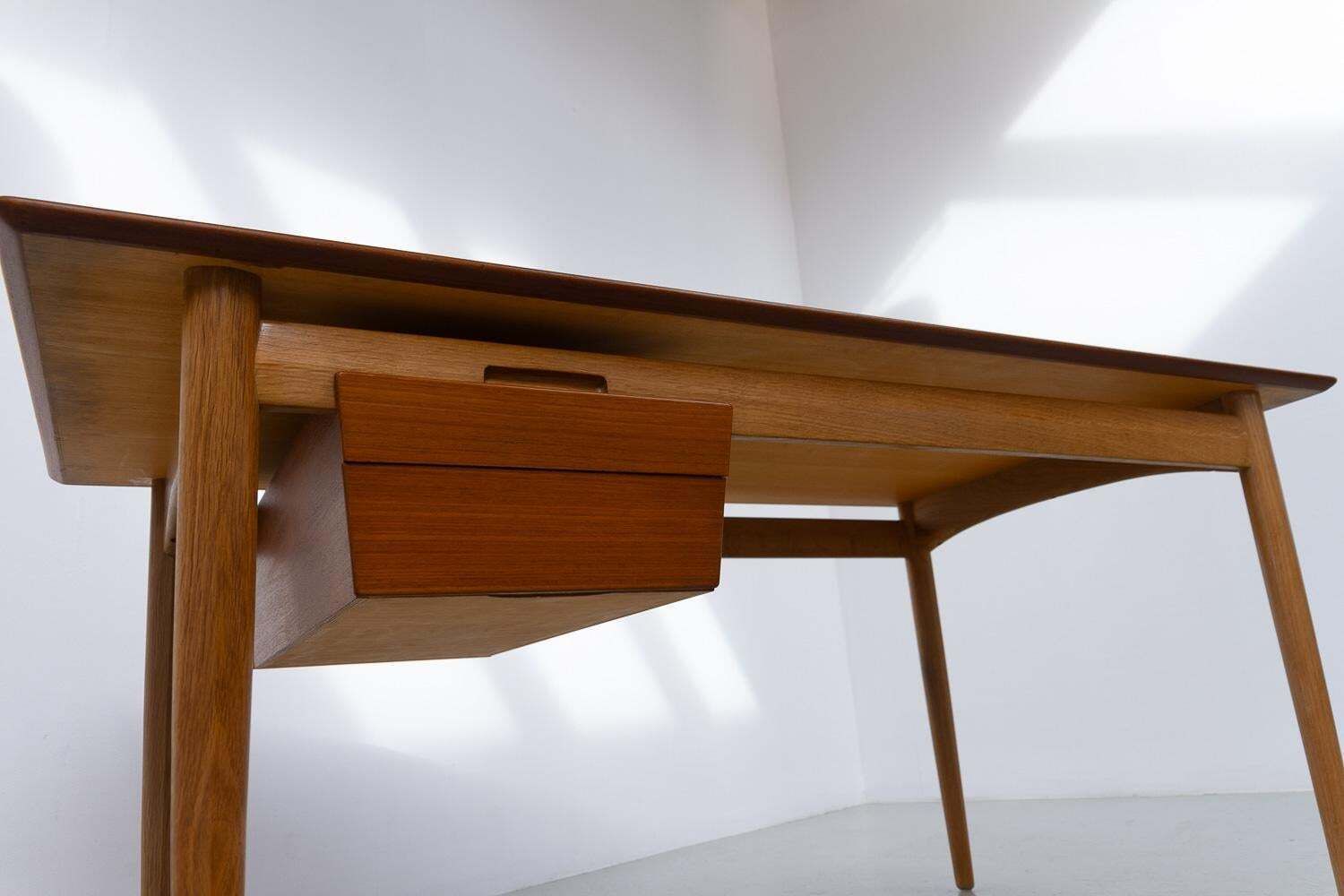 photo buy Danish Modern Teak And Oak Desk By Ib Kofod Larsen For Fredericia, 1956s.