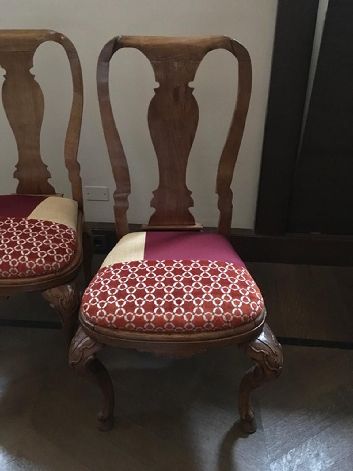 Italy Mid 18th Century Wooden Pair Of Dining Chairs Hand Carved photo Furniture