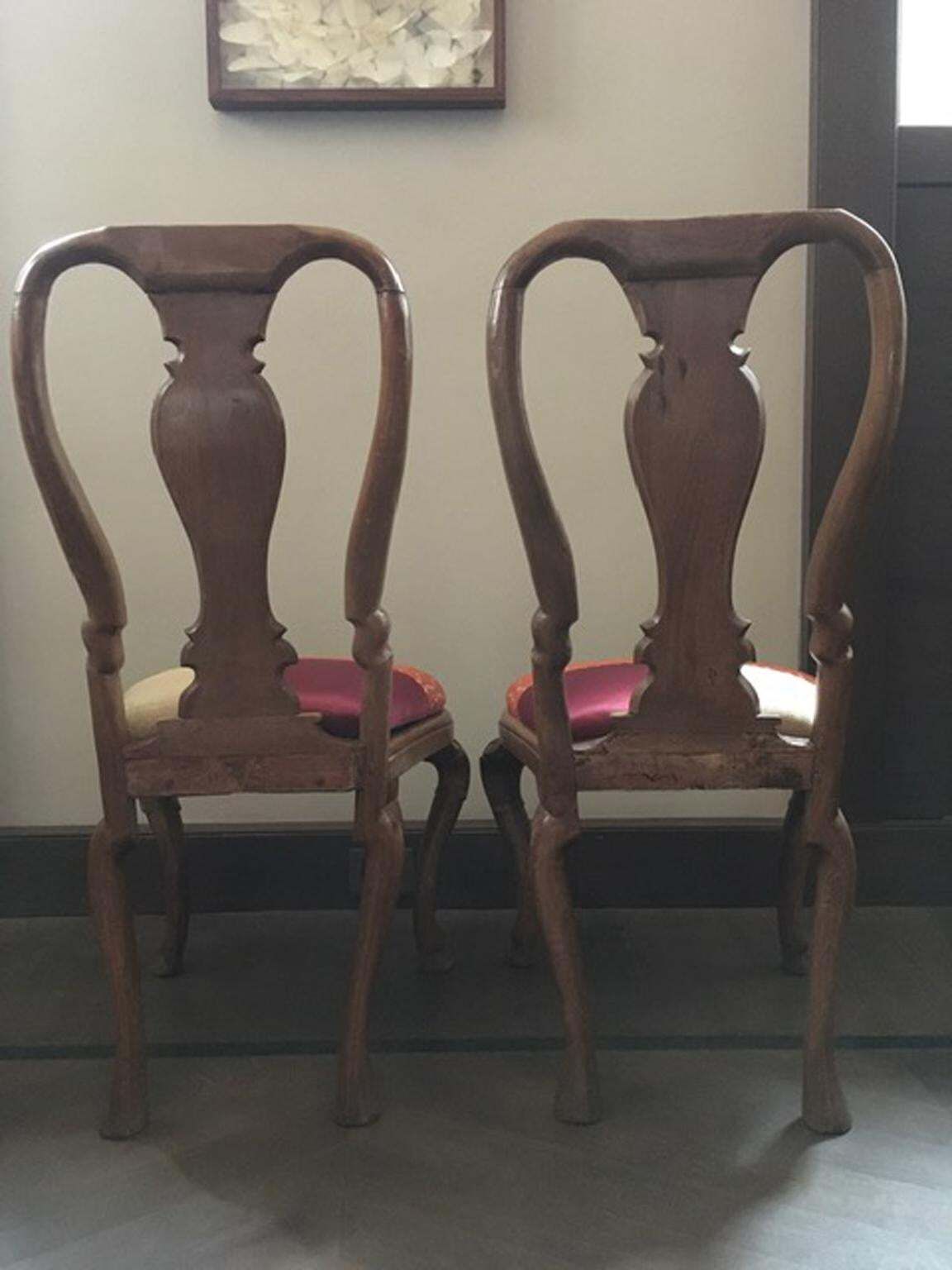 photo for sale Italy Mid 18th Century Wooden Pair Of Dining Chairs Hand Carved
