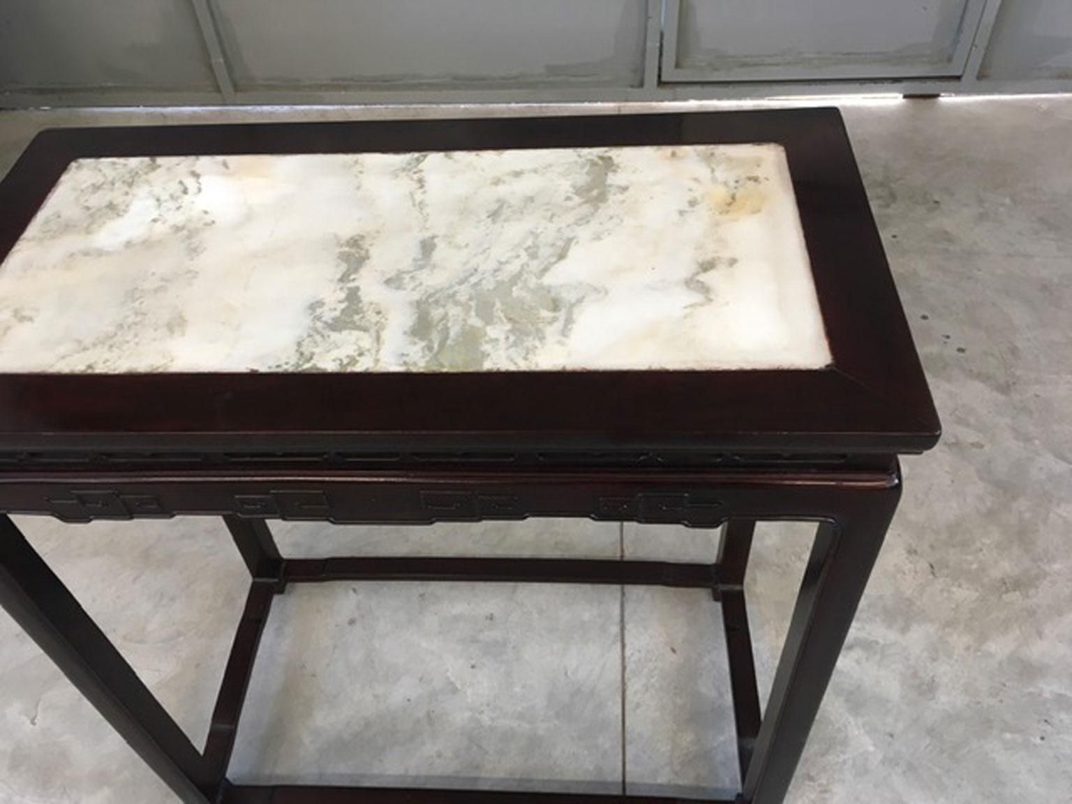 6799.0 Early 20th Century China Export Elmwood Console With Carrara Marble photo