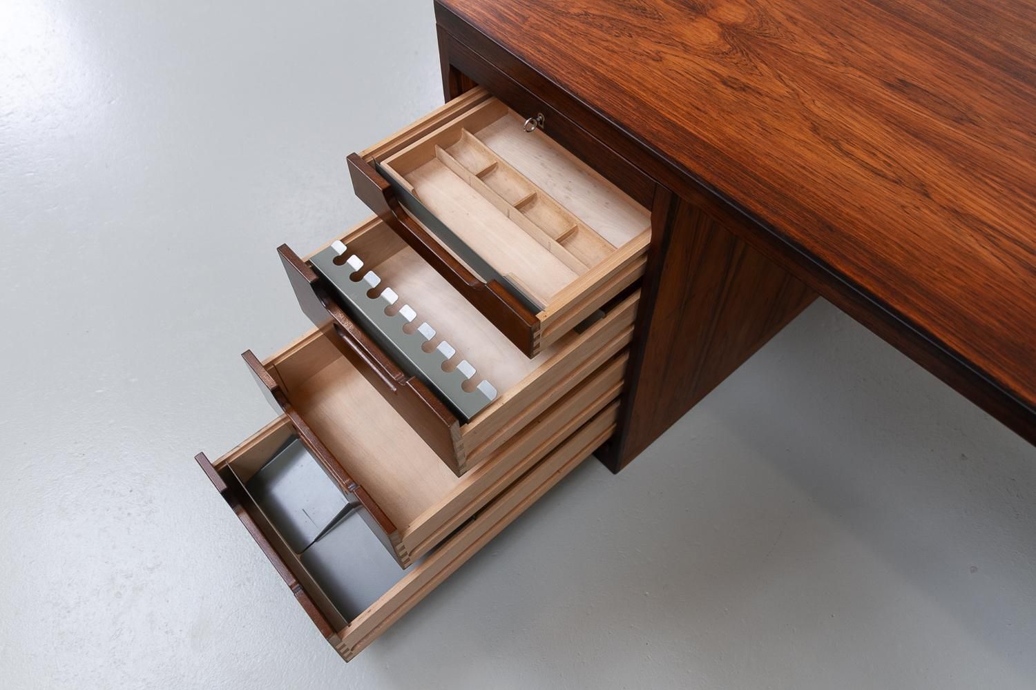 photo furniture Danish Rosewood Desk With Tambour Doors By Hans J. Wegner, 1950s.