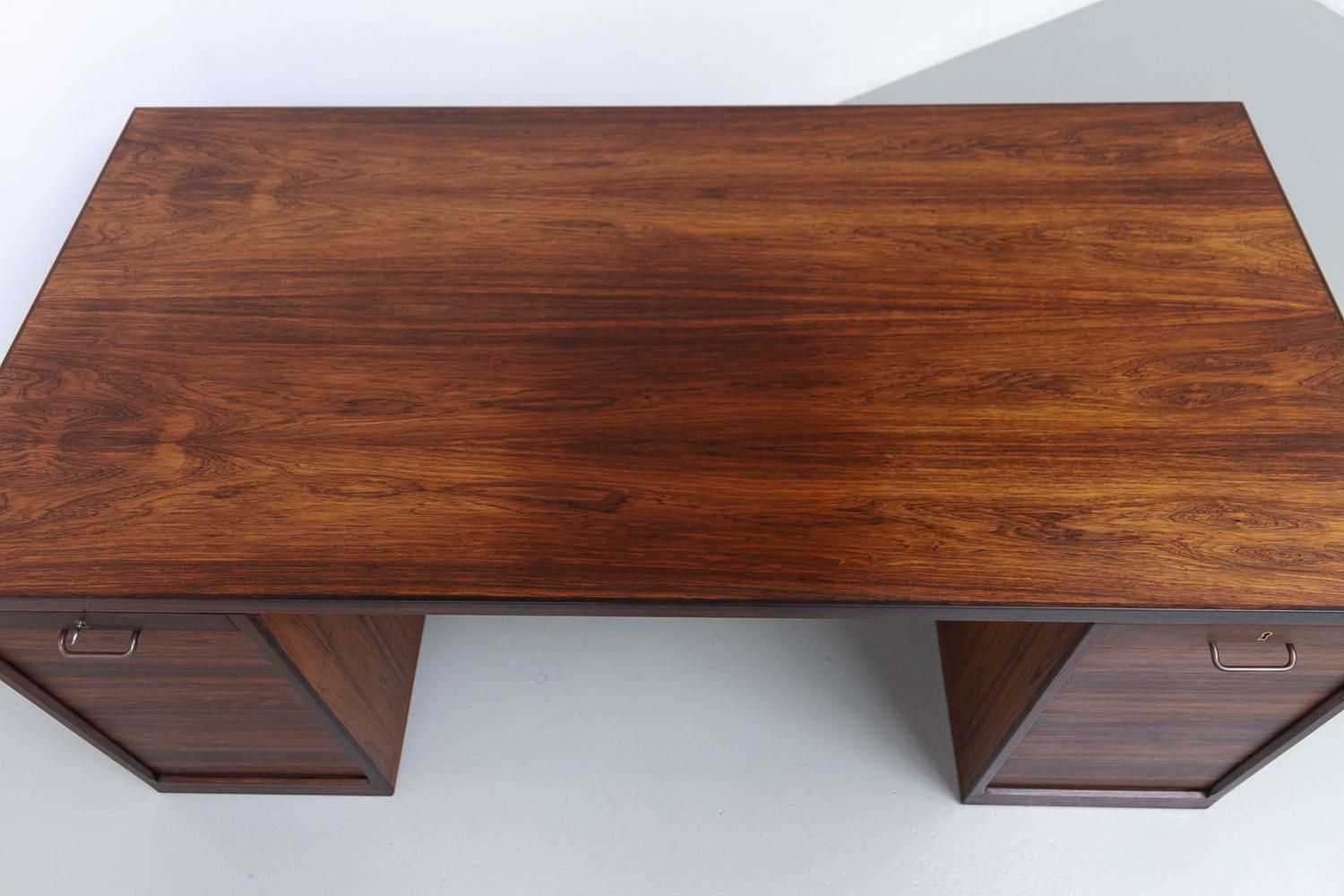 photo vinterior Danish Rosewood Desk With Tambour Doors By Hans J. Wegner, 1950s.