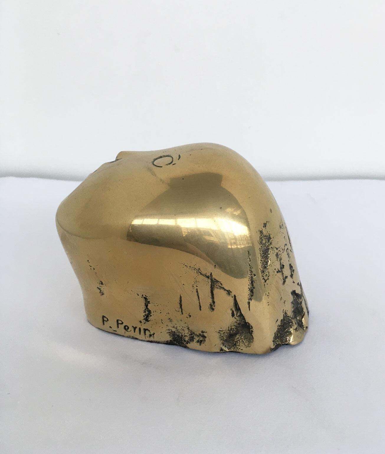photo for sale 1980 Italy Bronze Abstract Sculpture Piero Perin Testa Head