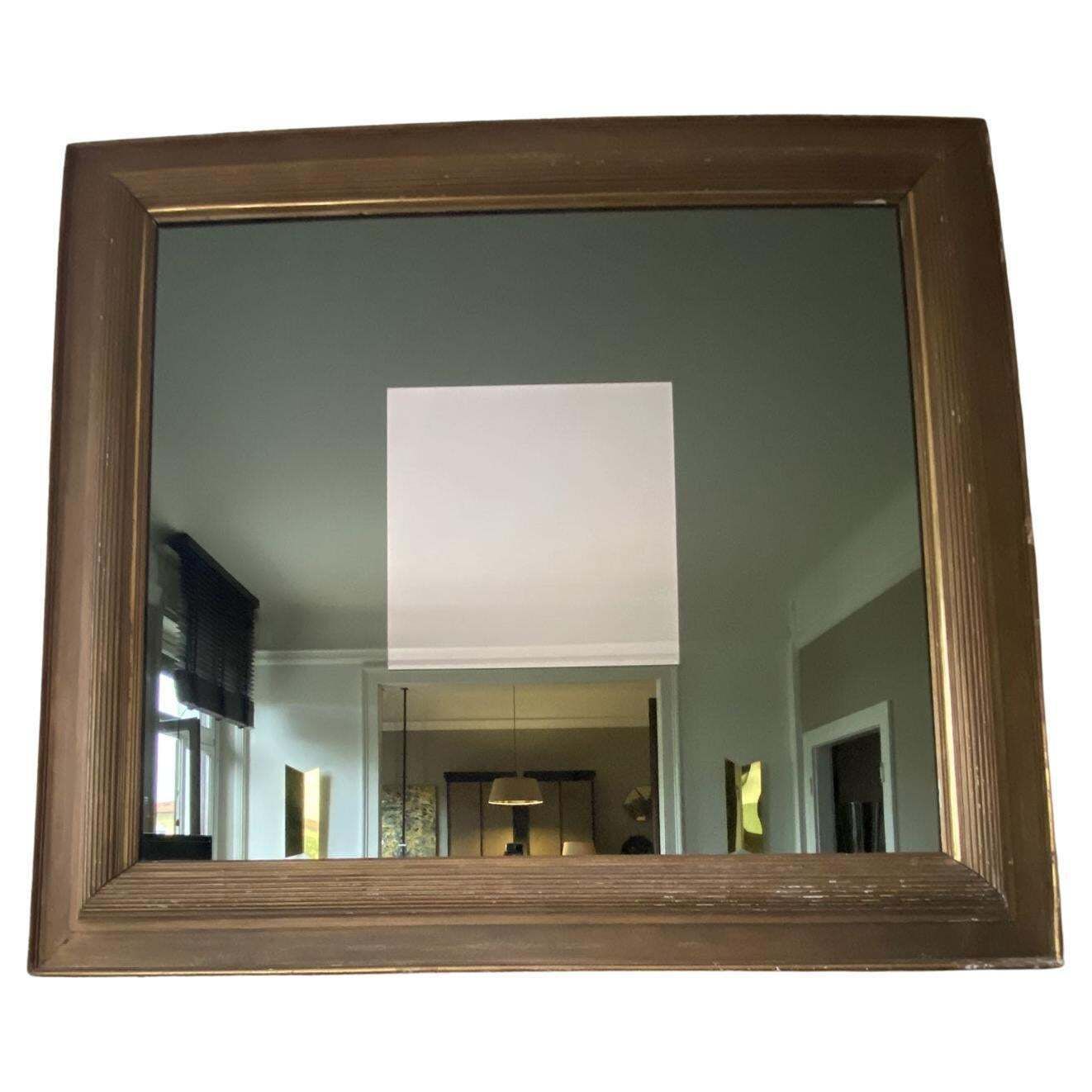 1960 Italy Post Modern Smoked  Mirror In Golden Wood Frame