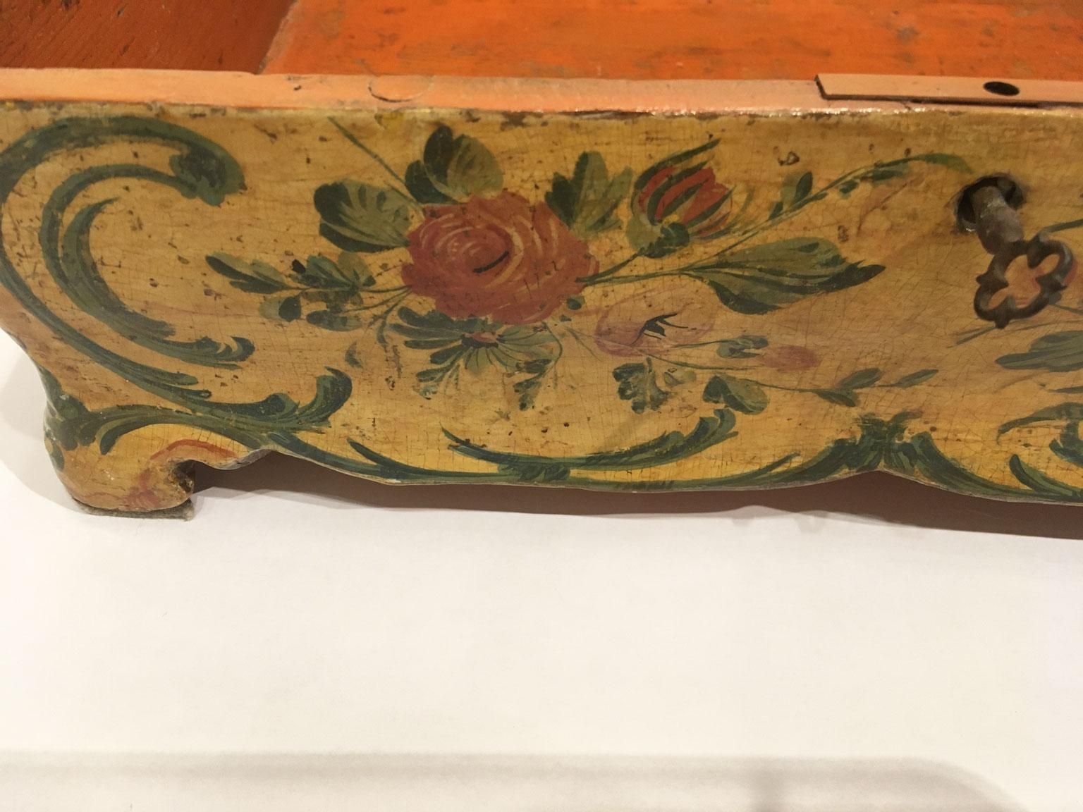 1750 Venezia Italy Rococo Lacquered Wooden Yellow Box And Jewelry Case photo buy