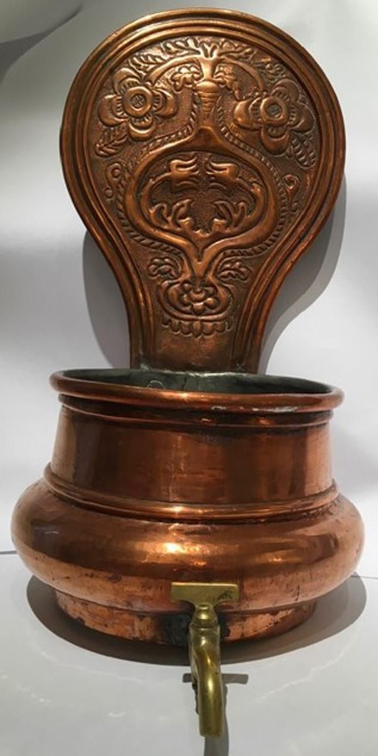 Italy 19th Century Kitchen Copper Wall Planter Pot photo furniture