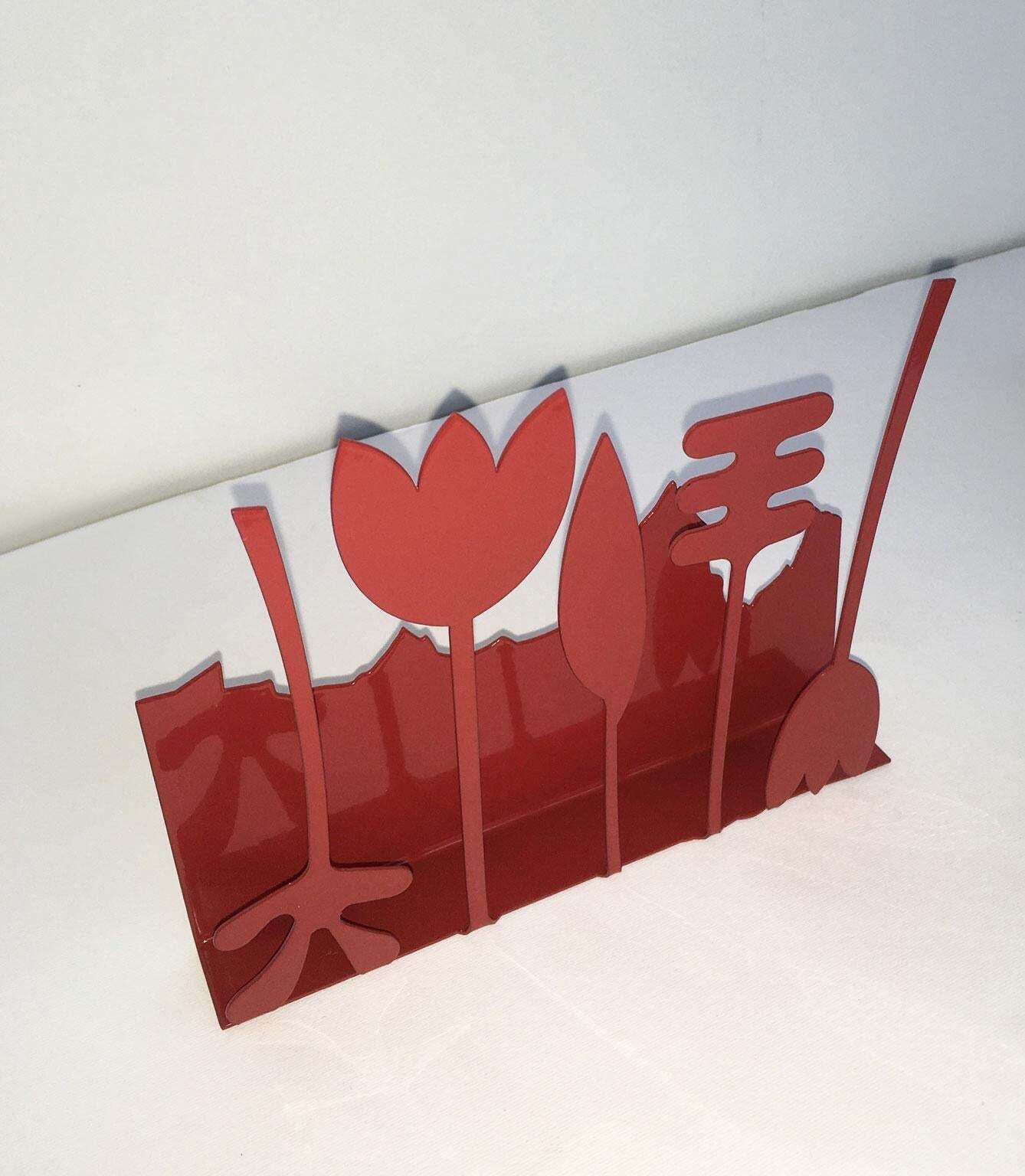 Italy 1980 Annamaria Gelmi Metal Painted Red Sculpture Piccolo Eden photo for sale