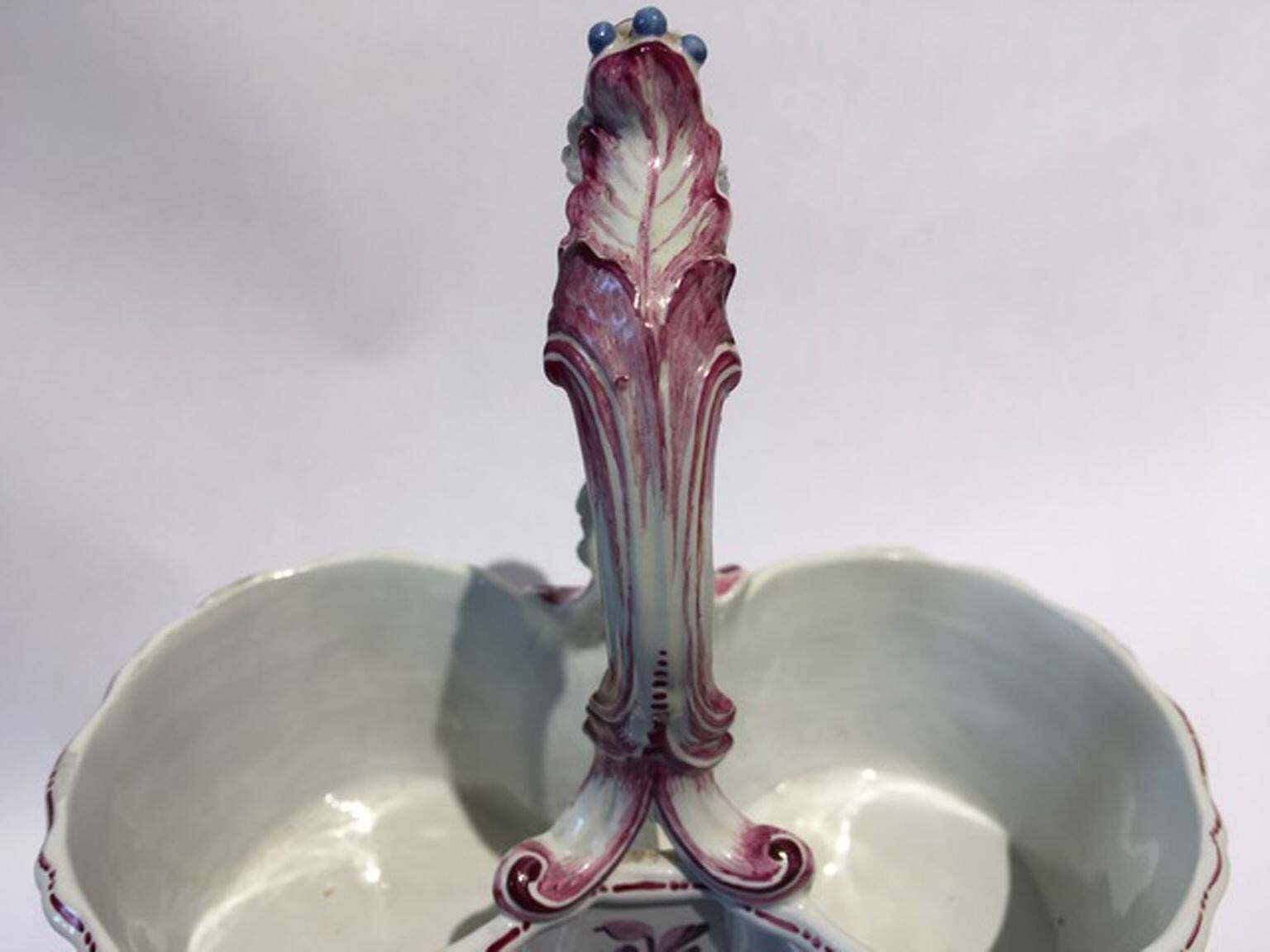 Italy 18th Century Richard Ginori Porcelain Cruet With Floral Drawings photo for sale