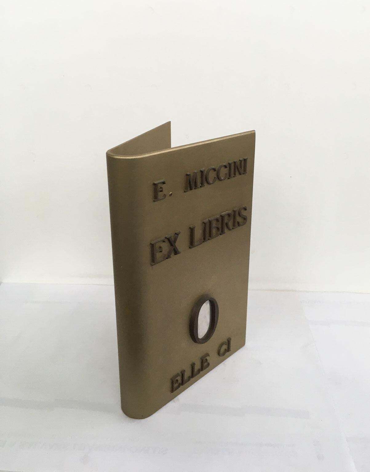1970 Italy Aluminun Abstract Sculpture Eugenio Miccini Ex Libris photo vintage