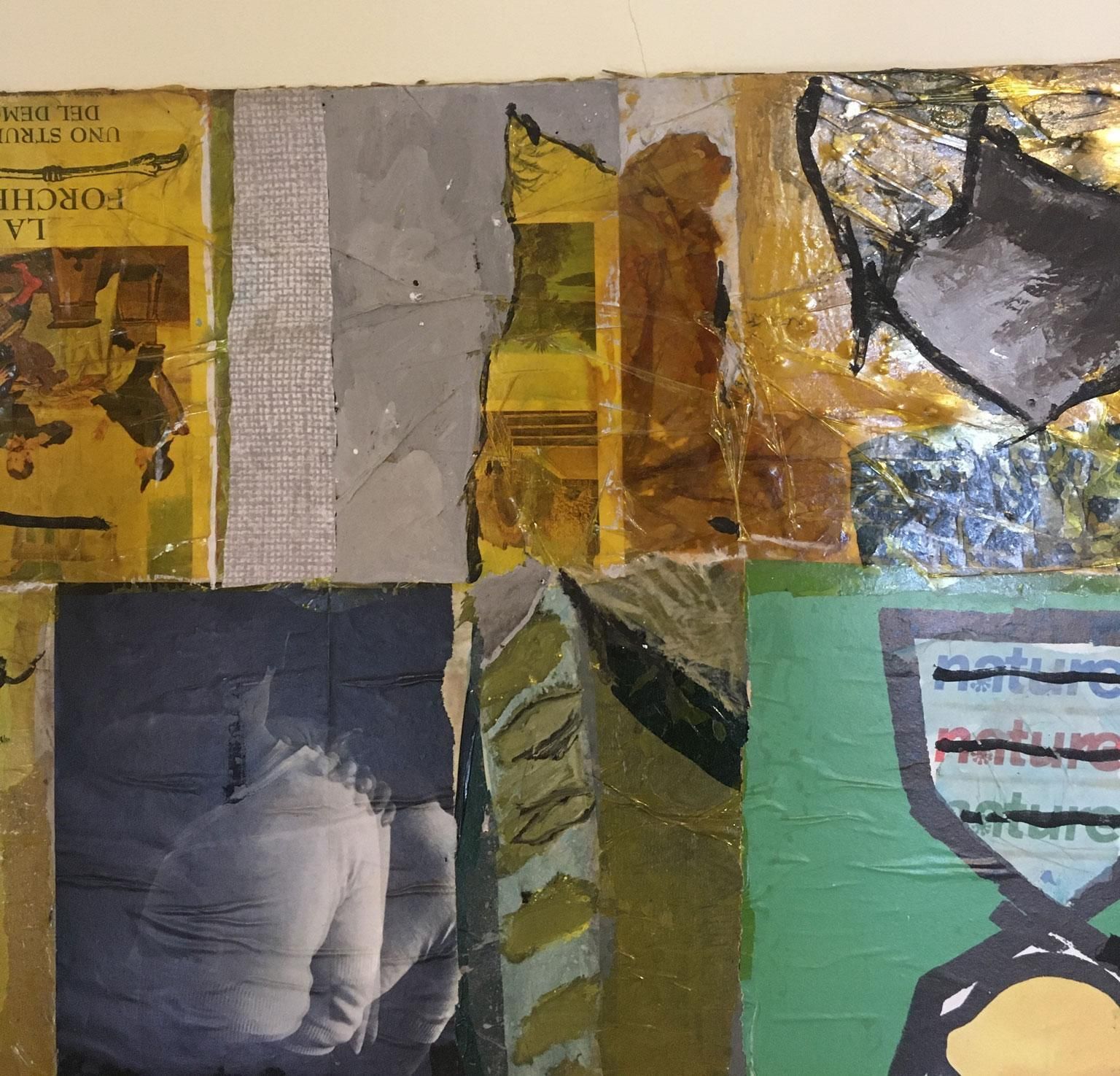 1965 Italy Abstract Painting And Paper Collage By Ermete Lancini photo vintage