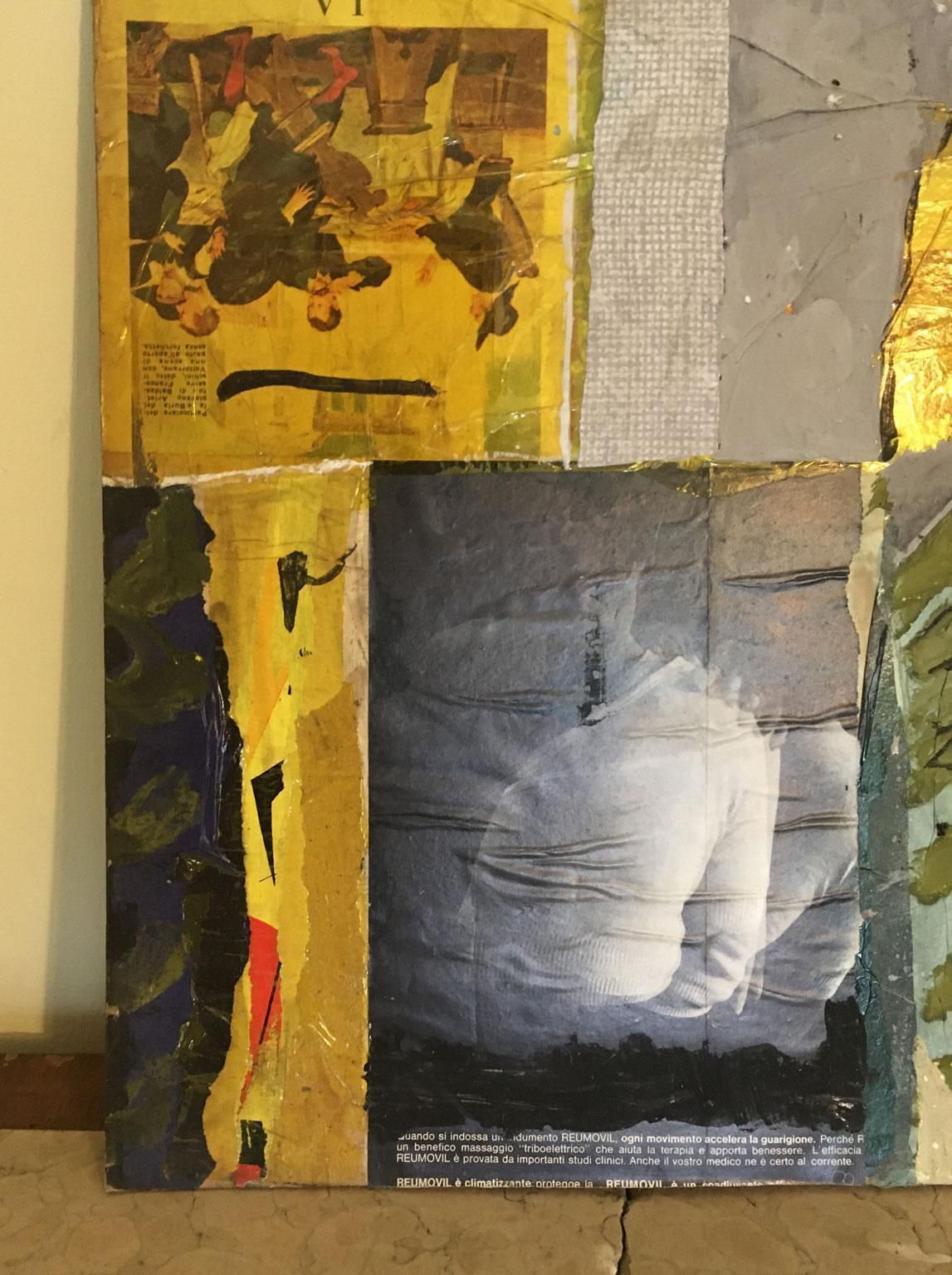 1700.0 1965 Italy Abstract Painting And Paper Collage By Ermete Lancini photo