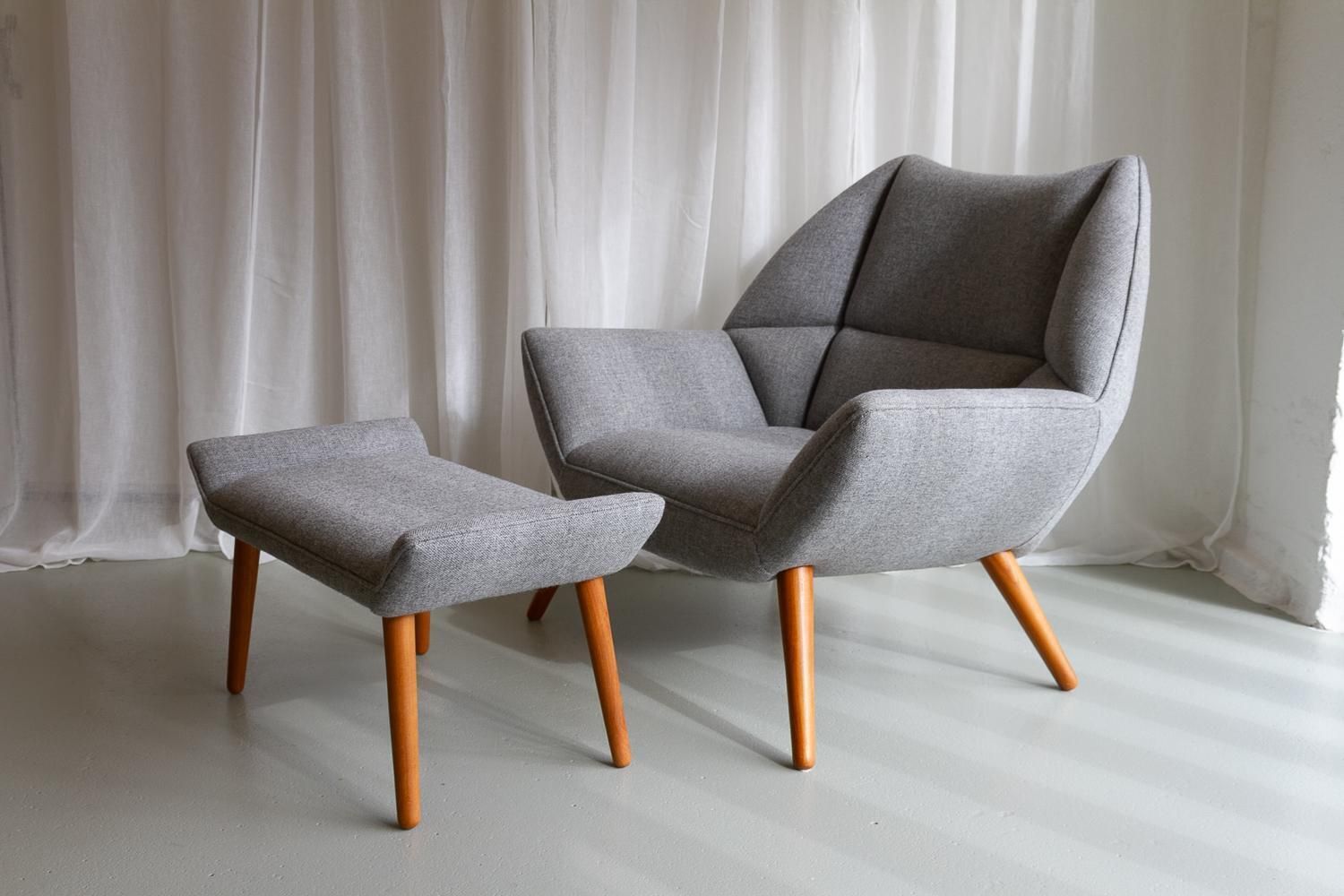 Danish Modern Easy Chair And Stool Model 12 By Kurt østervig, 2010s. photo furniture