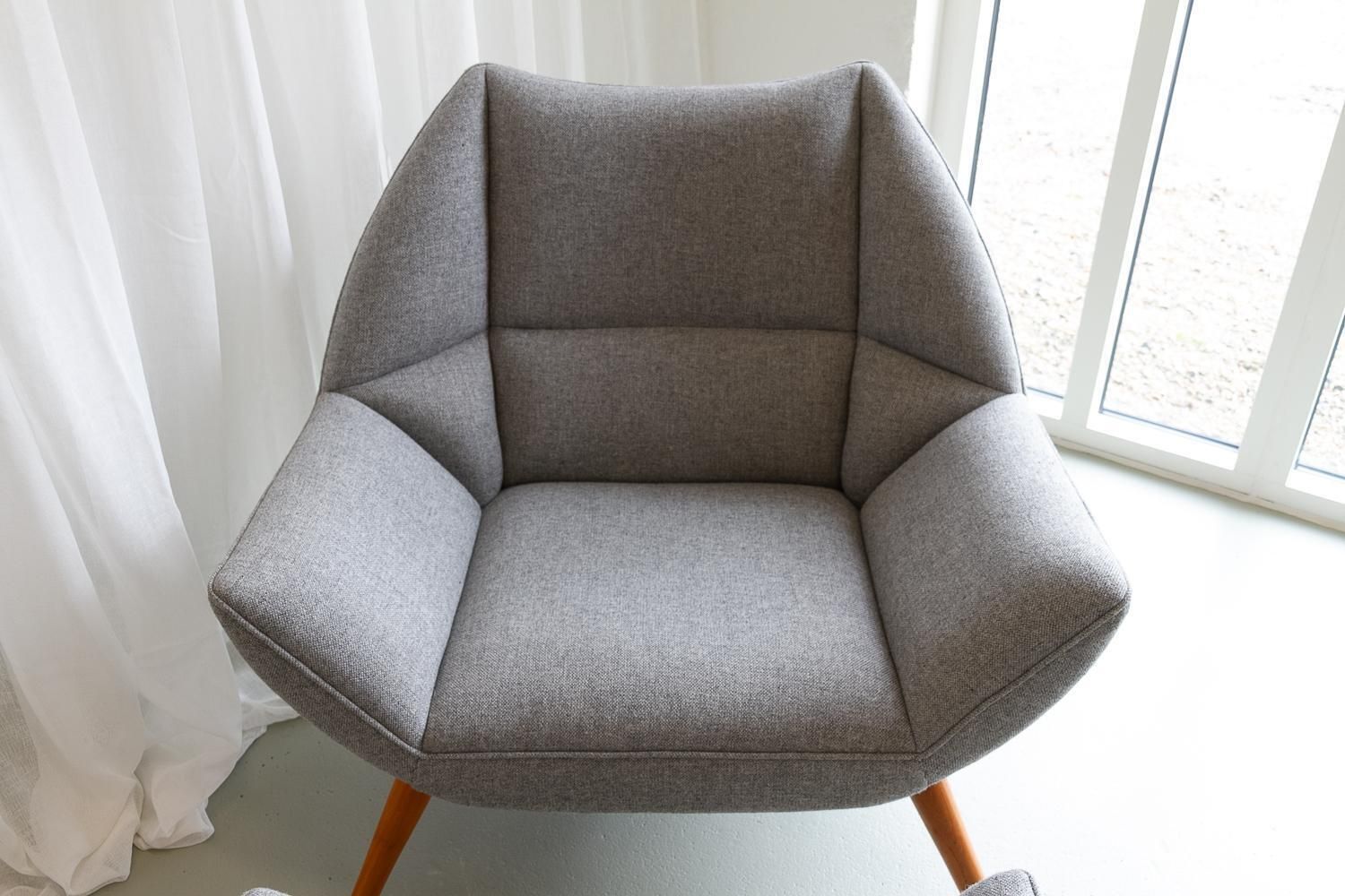 Danish Modern Easy Chair And Stool Model 12 By Kurt østervig, 2010s. photo vinterior