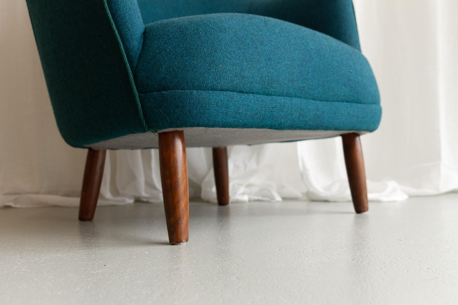 Danish Modern Easy Chair In Teal Blue, 1950s. photo Furniture