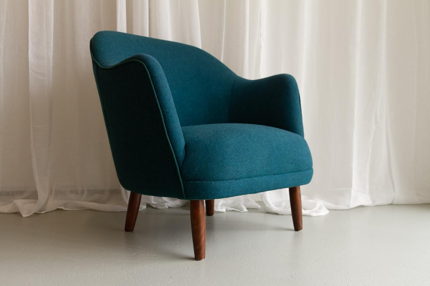 Danish Modern Easy Chair In Teal Blue, 1950s. photo 1657.0