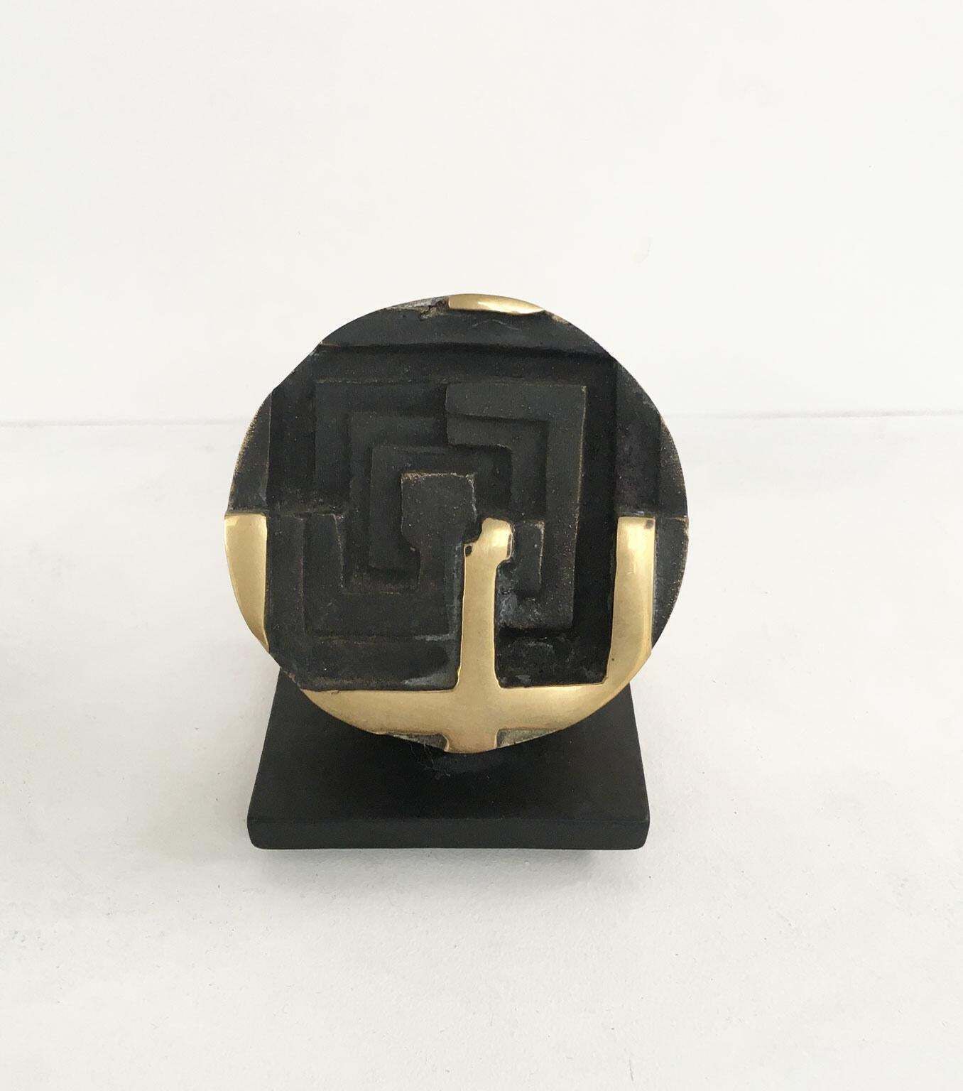 1978 Italy Bronze Abstract Sculpture By Fanna Roncoroni Labirinto Labyrinth photo furniture
