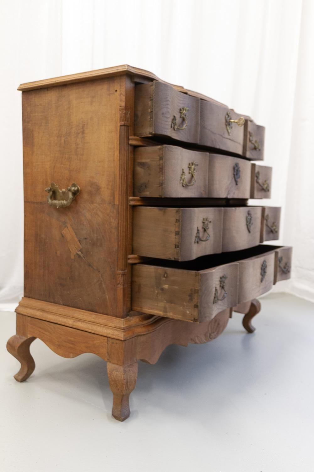photo furniture Danish Rococo Serpentine Oak Chest Of Drawers, 1780s.