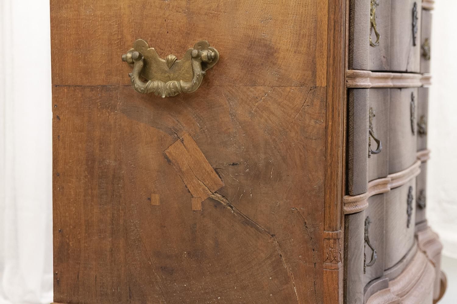Furniture Danish Rococo Serpentine Oak Chest Of Drawers, 1780s. photo