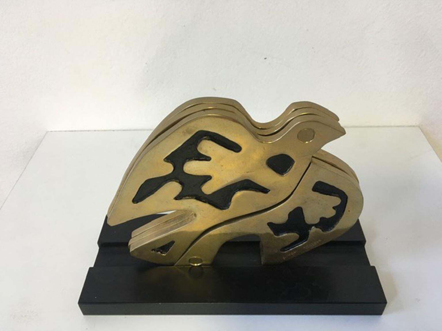 1980 Italy Post Modern Abstract Kinetic Bronze Sculpture The Dove Colomba photo furniture