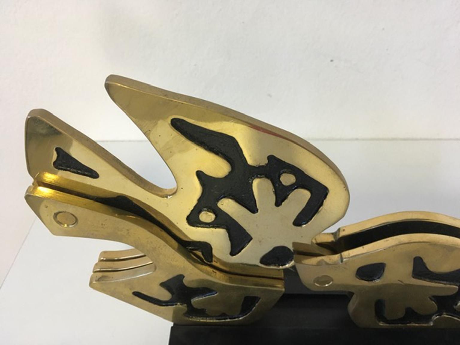 photo vinterior 1980 Italy Post Modern Abstract Kinetic Bronze Sculpture The Dove Colomba