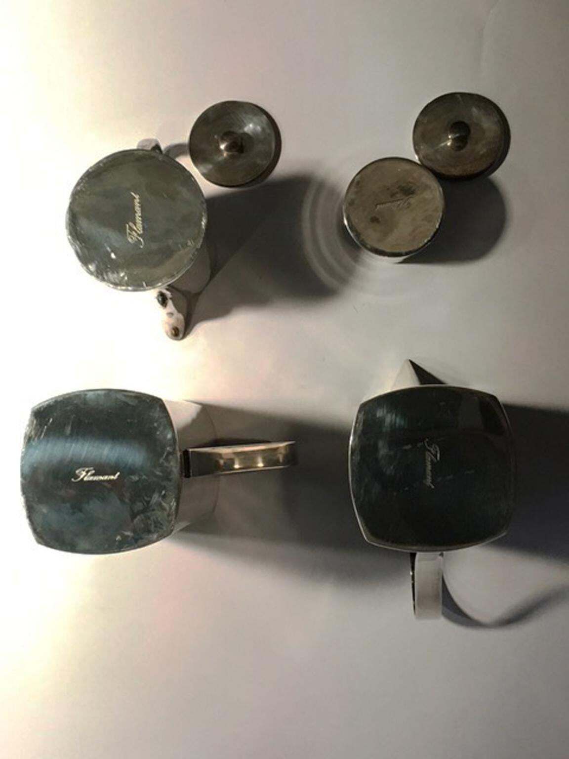 photo furniture Set Of Four Pieces Pair Silver Plate Water Carafes Coffee Pot And Sugar Bowl