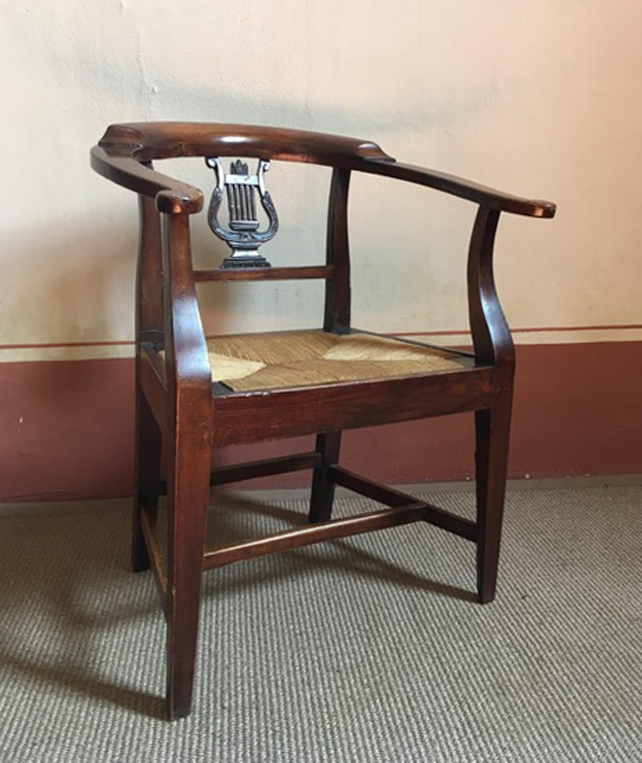 Italy 18th Century Walnut Dining Armchair With Cane Sitting photo furniture