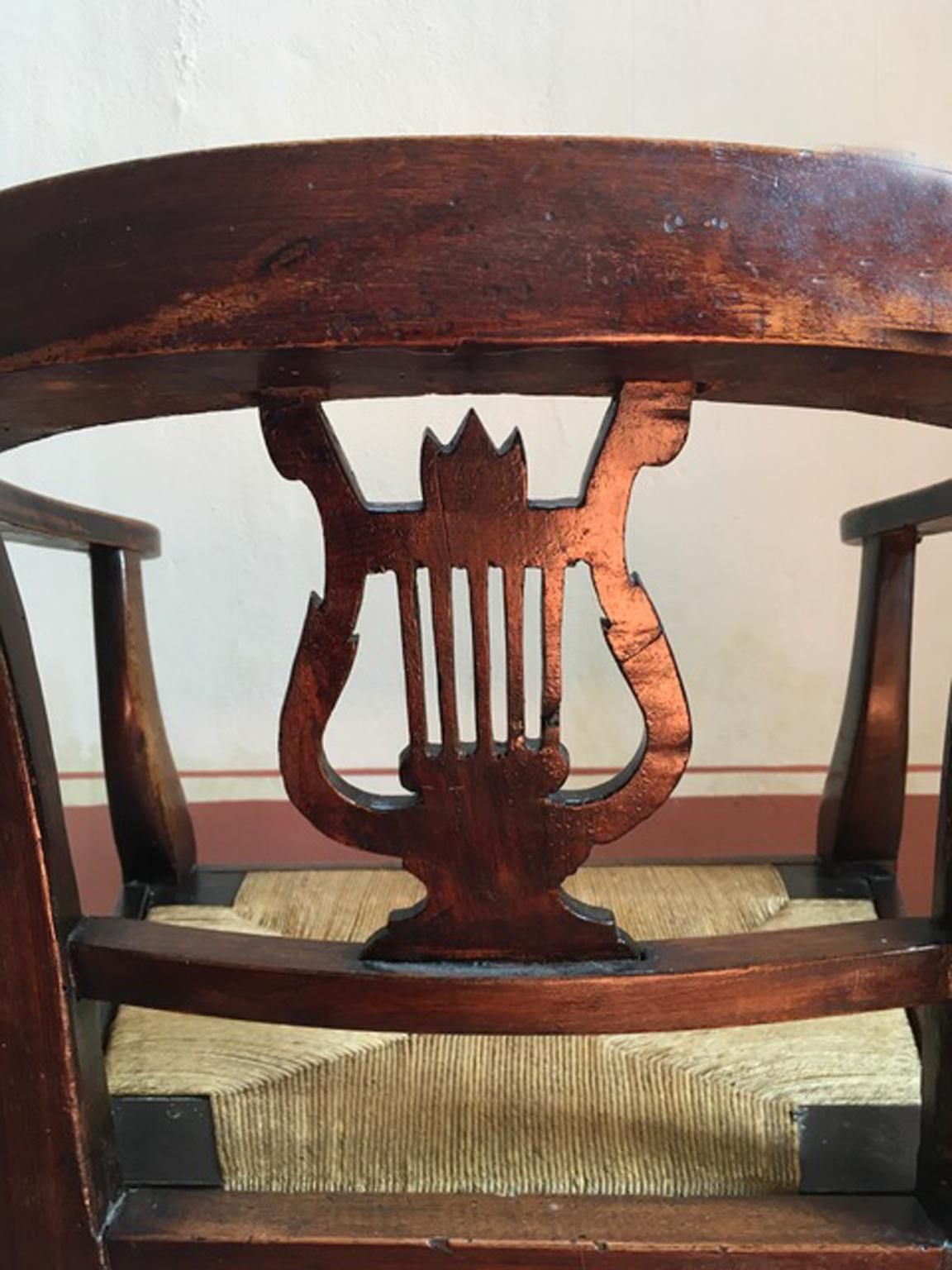 Italy 18th Century Walnut Dining Armchair With Cane Sitting photo vinterior