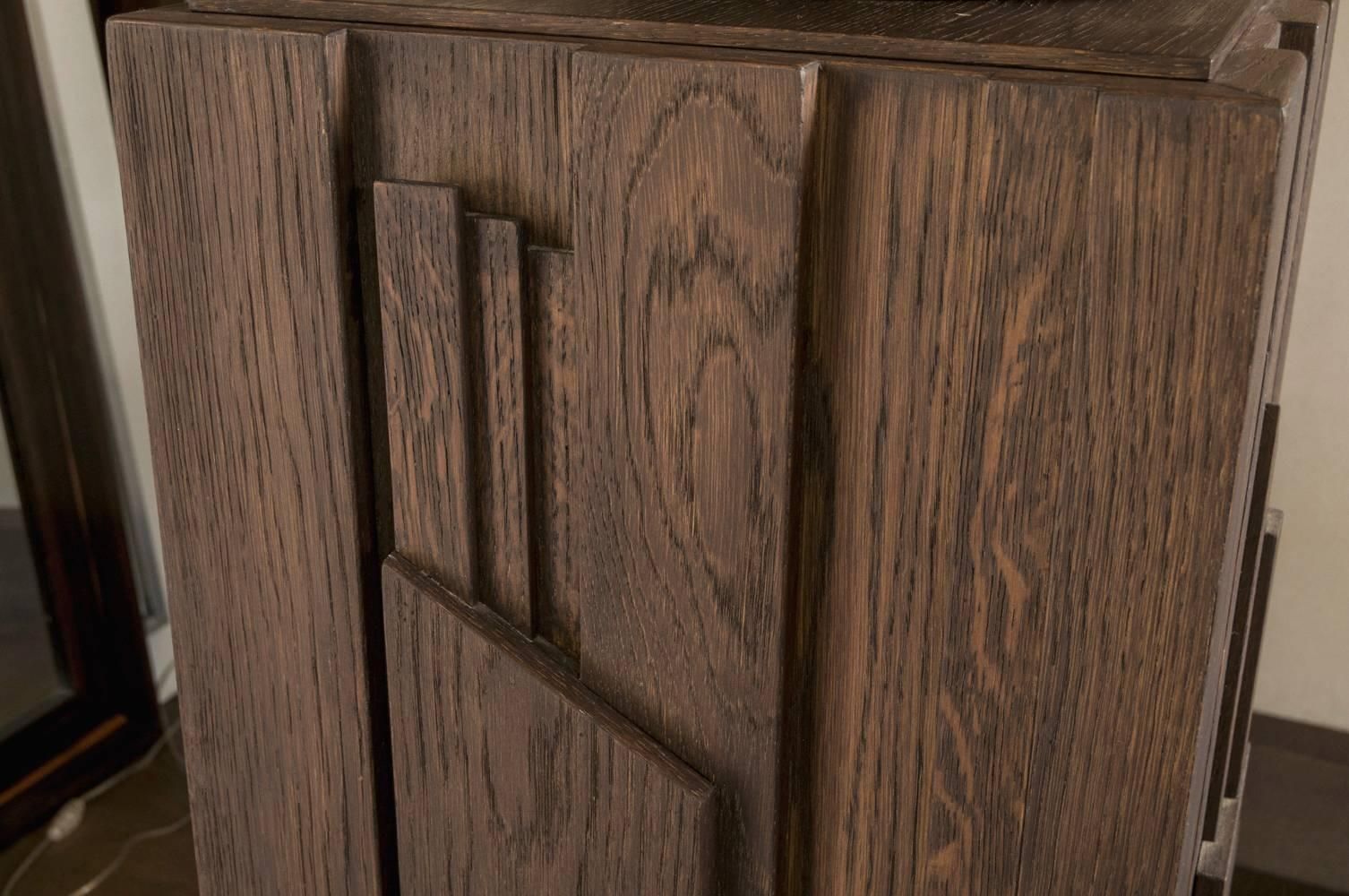 Italy Hand Carved Oak Wood Column In Post Modern Style photo vintage