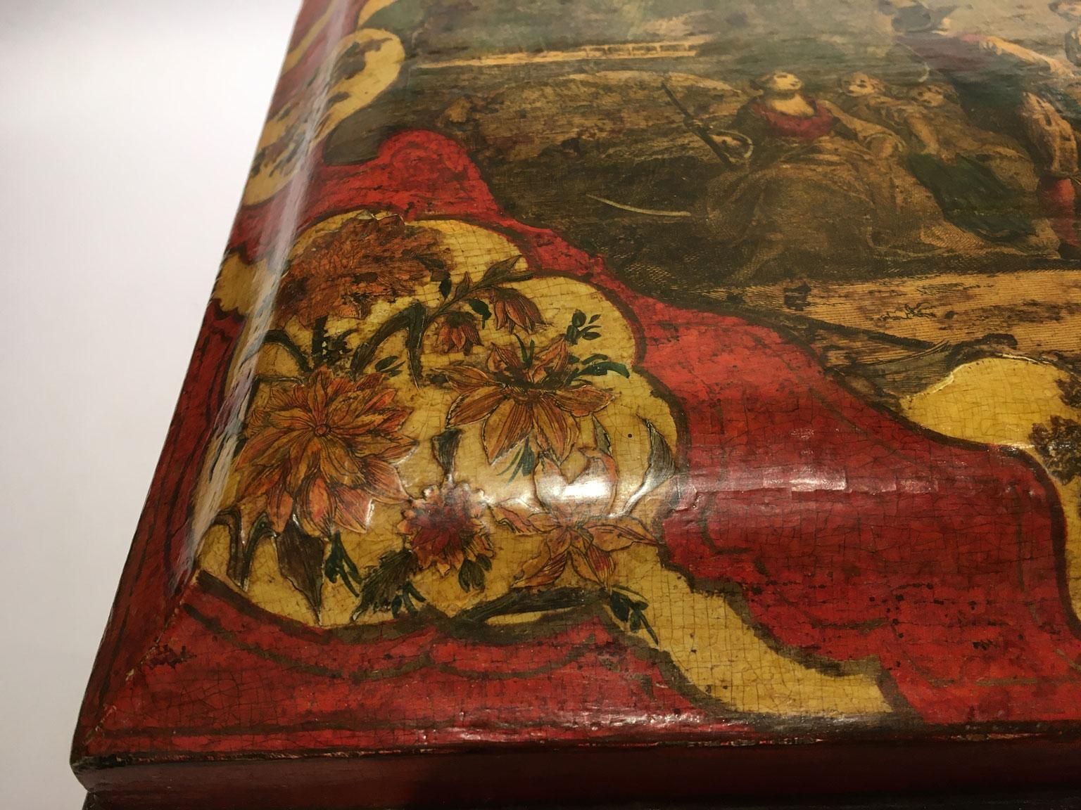 photo furniture 1750 Venezia Italy Lacquered Red And Yellow Wooden Box Jewelry Case