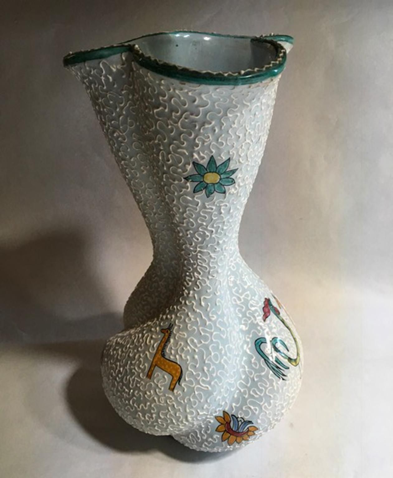 Vase en céramique émaillée blanche, Italie, années 1960 photo furniture