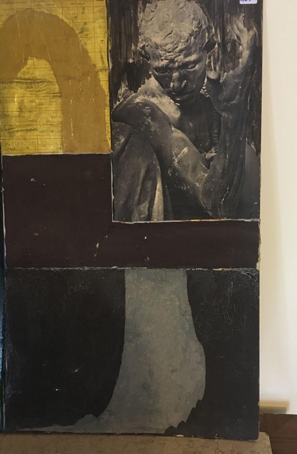 Art 1960 Italy Abstract Painting And Paper Collage By Ermete Lancini photo