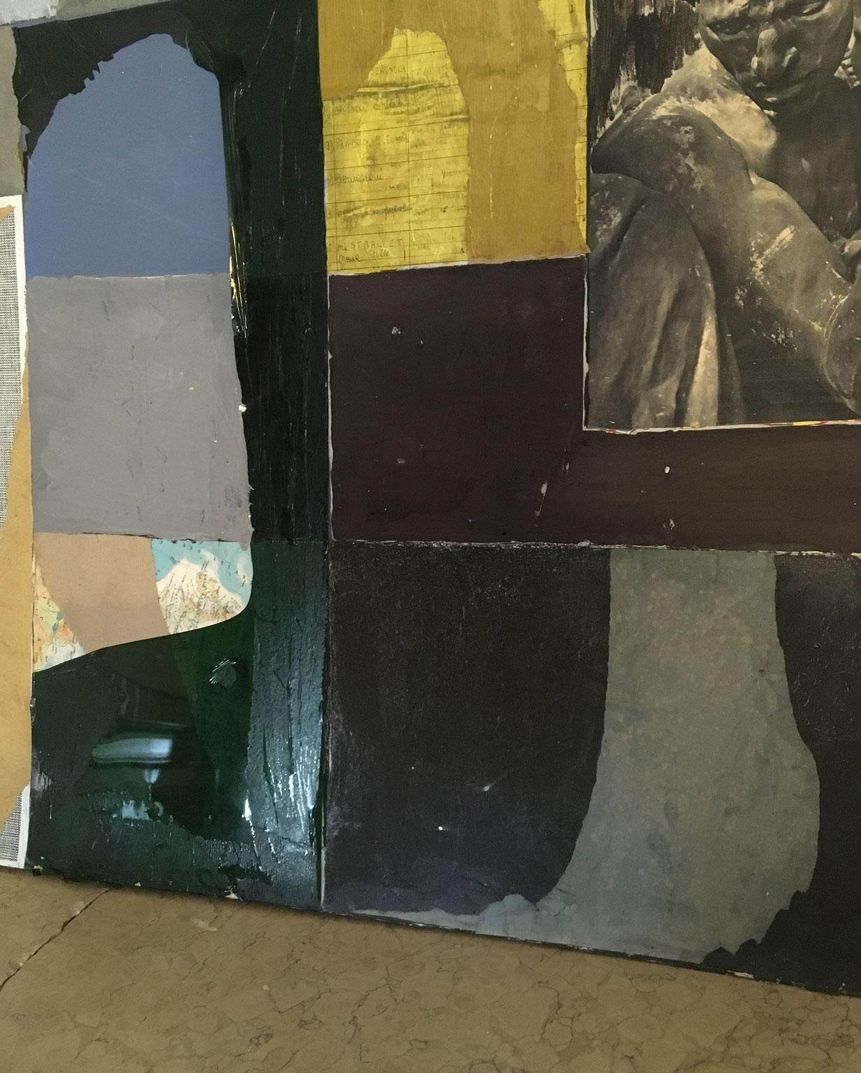 2380.0 1960 Italy Abstract Painting And Paper Collage By Ermete Lancini photo