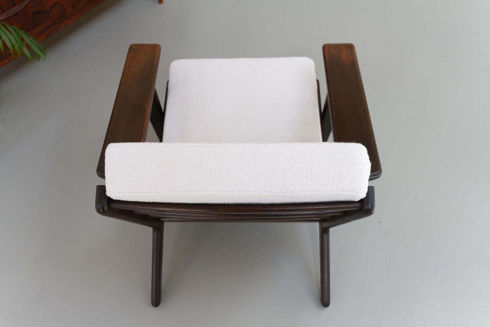 Vintage Danish Oak And Bouclé Lounge Chair Ge290 By Hans J. Wegner, 1960s photo for sale
